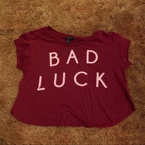 Cropped “BAD LUCK” top